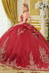 Load image into Gallery viewer, Burgundy Wholesale Strapless Corset Embroidery &amp; Sequin Appliques Glitter Ball Gown by LAS3675