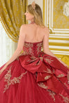 Load image into Gallery viewer, Burgundy Wholesale Strapless Corset Embroidery &amp; Sequin Appliques Glitter Ball Gown by LAS3675