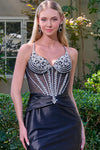 Load image into Gallery viewer, LAS3686 Wholesale Satin Corset Prom Dress with Beaded Rhinestone Bodice Lace-Up Back &amp; Train