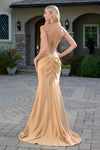Load image into Gallery viewer, LAS3686 Wholesale Satin Corset Prom Dress with Beaded Rhinestone Bodice Lace-Up Back &amp; Train