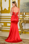 Load image into Gallery viewer, LAS3694 Wholesale Spaghetti Straps Satin Prom Dress with Beaded Corset Bodice Side Slit &amp; Train - - Long Prom Dress LAS
