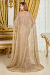 Load image into Gallery viewer, LAS3698 Champagne Wholesale Beaded Sequin Cape-Sleeve Gown Floor-Length Corset Prom Dress - - Long Prom Dress LAS