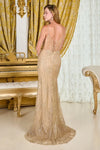 Load image into Gallery viewer, LAS3698 Champagne Wholesale Beaded Sequin Cape-Sleeve Gown Floor-Length Corset Prom Dress - - Long Prom Dress LAS
