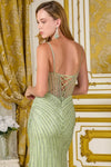 Load image into Gallery viewer, LAS3703 Wholesale Beaded Fitted Dress Glitter Corset Illusion Bodice Spaghetti Strap Formal Gown - - Long Prom Dress LAS