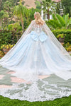 Load image into Gallery viewer, Wholesale Off-Shoulder Corset Quinceañera Ball Gown with Detachable Cape &amp; Back Bow by LAS3707 - - Quinceanera Dress LAS
