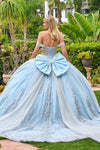 Load image into Gallery viewer, Wholesale Off-Shoulder Corset Quinceañera Ball Gown with Detachable Cape &amp; Back Bow by LAS3707 - - Quinceanera Dress LAS