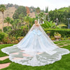 Load image into Gallery viewer, Wholesale Off-Shoulder Corset Quinceañera Ball Gown with Detachable Cape &amp; Back Bow by LAS3707 - - Quinceanera Dress LAS