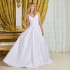 Cargar imagen en el visor de la galería, LAS3716 Wholesale Off White Satin A-Line Wedding Dress with V-Neck Corset Bodice &amp; Lace-Up Back