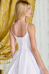Cargar imagen en el visor de la galería, LAS3716 Wholesale Off White Satin A-Line Wedding Dress with V-Neck Corset Bodice &amp; Lace-Up Back