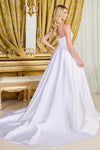 Load image into Gallery viewer, LAS3718 Wholesale Off White A-Line Wedding Dress with Beaded Waist Lace-Up Corset Back &amp; Train - - Wedding Dress LAS