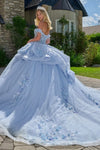 Load image into Gallery viewer, Wholesale Off-Shoulder Beaded Illusion Corset 3D Floral Glitter Tulle Ballgown by LAS3720 - - Quinceanera Dress LAS