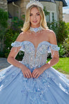 Load image into Gallery viewer, Wholesale Off-Shoulder Beaded Illusion Corset 3D Floral Glitter Tulle Ballgown by LAS3720 - - Quinceanera Dress LAS