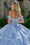 Load image into Gallery viewer, Wholesale Off-Shoulder Beaded Illusion Corset 3D Floral Glitter Tulle Ballgown by LAS3720 - - Quinceanera Dress LAS