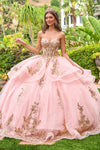 Load image into Gallery viewer, Wholesale Strapless Sweetheart Beaded Corset Multi-Tier Glitter Tulle Ball Gown by LAS3724 - BLUSH - Quinceanera Dress LAS