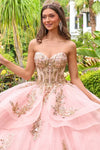 Load image into Gallery viewer, Wholesale Strapless Sweetheart Beaded Corset Multi-Tier Glitter Tulle Ball Gown by LAS3724 - - Quinceanera Dress LAS