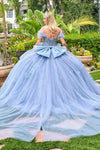 Load image into Gallery viewer, Wholesale Off-Shoulder Beaded Corset Glitter Tulle Ballgown with Bow Back Gown by LAS3727 - - Quinceanera Dress LAS