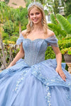 Load image into Gallery viewer, Wholesale Off-Shoulder Beaded Corset Glitter Tulle Ballgown with Bow Back Gown by LAS3727 - - Quinceanera Dress LAS