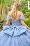 Load image into Gallery viewer, Wholesale Off-Shoulder Beaded Corset Glitter Tulle Ballgown with Bow Back Gown by LAS3727 - - Quinceanera Dress LAS