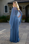 Load image into Gallery viewer, Wholesale Illusion Bateau Neck Beaded Bodice A-Line Chiffon Cape Evening Formal Gown by LAS3736 - - Mother of he Bride Dress LAS