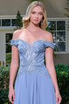 Load image into Gallery viewer, Wholesale Off-Shoulder Beaded Bodice A-Line Prom Evening Gown Chiffon Skirt by LAS3738 - - Long Prom Dress LAS