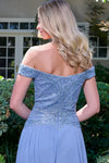 Load image into Gallery viewer, Wholesale Off-Shoulder Beaded Bodice A-Line Prom Evening Gown Chiffon Skirt by LAS3738 - - Long Prom Dress LAS