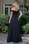 Load image into Gallery viewer, Wholesale Off-Shoulder Beaded Bodice A-Line Prom Evening Gown Chiffon Skirt by LAS3738 - - Long Prom Dress LAS