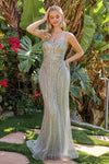 Load image into Gallery viewer, Wholesale Sweetheart Spaghetti Strap Beaded Fitted Prom Evening Gown with Train by LAS3748 - SILVER - Long Prom Dress LAS