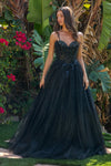 Load image into Gallery viewer, Wholesale Sweetheart Spaghetti Strap Beaded Corset Glitter Tulle A-Line Evening Gown by LAS3750 - BLACK - Long Prom Dress LAS