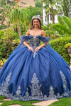 Load image into Gallery viewer, Wholesale Off-Shoulder Beaded Illusion Corset Tulle Baroque Appliqué Ball Gown by LAS3752 - NAVY - Quinceanera Dress LAS