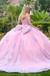 Load image into Gallery viewer, Wholesale Off-Shoulder Beaded Illusion Corset Glitter Tulle Bow Back Ball Gown by LAS3753 - - Quinceanera Dress LAS