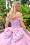 Load image into Gallery viewer, Wholesale Off-Shoulder Beaded Illusion Corset Glitter Tulle Bow Back Ball Gown by LAS3753 - - Quinceanera Dress LAS