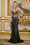 Cargar imagen en el visor de la galería, LAS3790 Wholesale Strapless Sweetheart Prom Dress with Rhinestone-Beaded Corset Bodice &amp; Train - BLACK - Long Formal Dress LA Merchandise