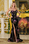 Load image into Gallery viewer, LAS3797 Black Wholesale Floral Sequin Embroidered Prom Dress Spaghetti Strap V-Neck Lace-Up Back - BLACK - Long Formal Dress LAS