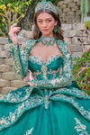 Load image into Gallery viewer, LAS3800 Emerald Green Wholesale Quinceañera Ball Gown Sweetheart Dress with Detachable Long Sleeves