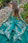 Load image into Gallery viewer, LAS3800 Emerald Green Wholesale Quinceañera Ball Gown Sweetheart Dress with Detachable Long Sleeves