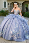 Load image into Gallery viewer, Wholesale Off-Shoulder Corset Sweetheart Neckline Floral Sequin Embroidered Tulle Dress by LAS3802 - DUSTY BLUE - Quinceanera Dress LAS