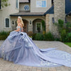 Load image into Gallery viewer, Wholesale Off-Shoulder Corset Sweetheart Neckline Floral Sequin Embroidered Tulle Dress by LAS3802 - - Quinceanera Dress LAS