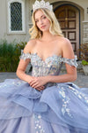 Load image into Gallery viewer, Wholesale Off-Shoulder Corset Sweetheart Neckline Floral Sequin Embroidered Tulle Dress by LAS3802 - - Quinceanera Dress LAS