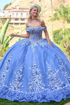 Load image into Gallery viewer, LAS3812 Dusty Blue Wholesale Quinceañera Ball Gown Sweet 16 Dress with Floral Applique &amp; Bow - DUSTY BLUE - Quinceanera Dress LAS