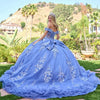 Load image into Gallery viewer, LAS3812 Dusty Blue Wholesale Quinceañera Ball Gown Sweet 16 Dress with Floral Applique &amp; Bow - - Quinceanera Dress LAS