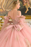 Load image into Gallery viewer, LAS3814 Dusty Rose Wholesale Sequin Glitter Dress with Detachable Ruffled Sleeves Ball Gown - - Quinceanera Dress LAS