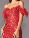 Load image into Gallery viewer, La Merchandise LAT897 Glitter Corset Cocktail Feathers Short Dress - - LA Merchandise