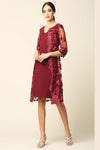Load image into Gallery viewer, LA Merchandise LAV3351 Short Mother of Bride Attached Jacket Dress - BURGUNDY - Dress LA Merchandise