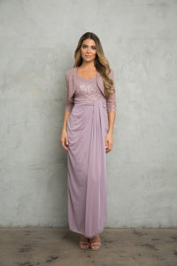 LA Merchandise LAV3406 2-PC Bolero Jacket Mother of the Bride Dress - MAUVE - Dress LA Merchandise