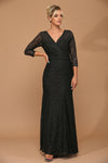 Load image into Gallery viewer, LA Merchandise LAV3450 Lace V-Neck MOB Glitter Gown - BLACK - Dress LAV