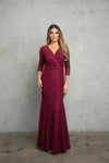 Load image into Gallery viewer, LA Merchandise LAV3450 Lace V-Neck MOB Glitter Gown - BURGUNDY - Dress LAV