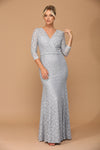 Load image into Gallery viewer, LA Merchandise LAV3450 Lace V-Neck MOB Glitter Gown - SILVER - Dress LAV