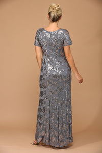 LA Merchandise LAV3456 Short Sleeve Mother of the Bride Sequin Gown - - Dress LA Merchandise