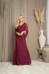 Load image into Gallery viewer, LA Merchandise LAV3471 Lace V-Neck MOB Dress W/ Cowl Back - BURGUNDY - Dress LA Merchandise