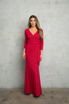 Load image into Gallery viewer, LA Merchandise LAV3472 Stretch Jersey Glitter MOB Evening Dress - RED - Dress LAV